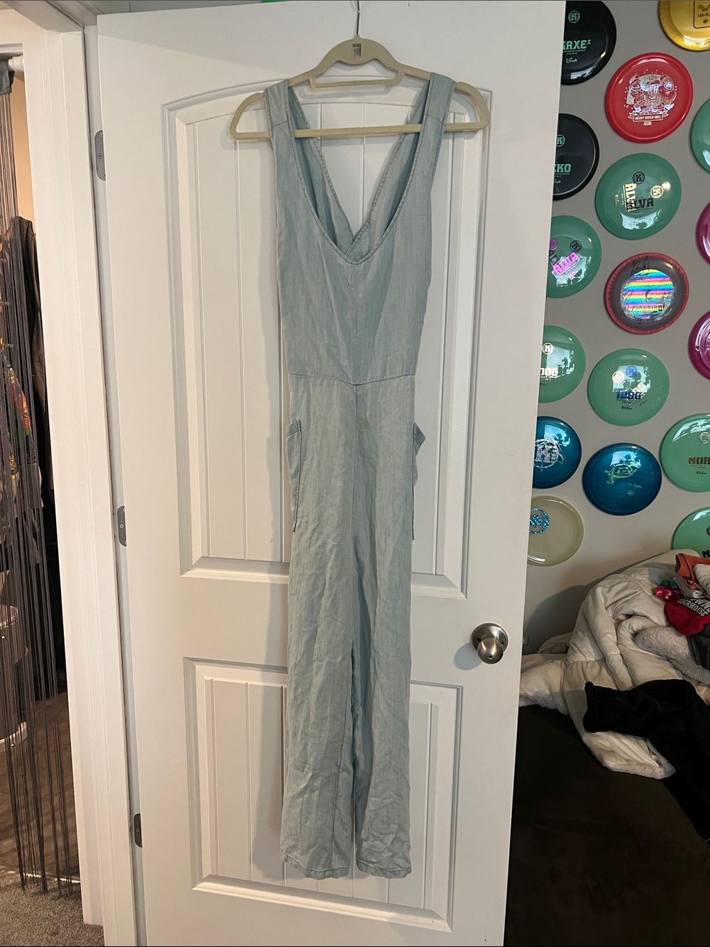 Prana Pale Blue Sleeveless V-Neck Jumpsuit